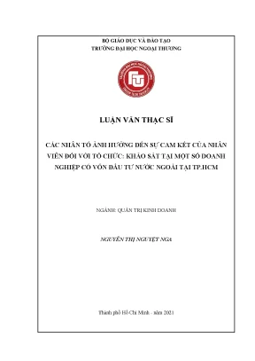 Luận văn thạc sĩ các nhân tố ảnh hưởng đến sự cam kết của nhân viên đối với tổ chức khảo sát tại một số doanh nghiệp có vốn đầu tư nước ngoài tại tp hcm