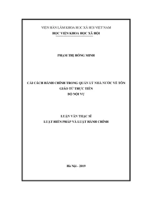 Luận án tiến sĩ cải cách hành chính trong quản lý nhà nước về tôn giáo từ thực 3 tiễn bộ nội vụ