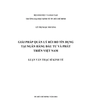 Luận văn thạc sĩ giải pháp quản lý rủi ro tín dụng tại ngân hàng đầu tư và phát triển việt nam luận văn thạc sĩ