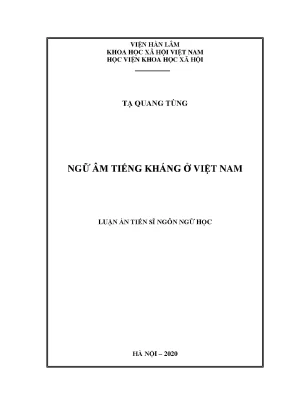 Luận án tiến sĩ ngữ âm tiếng kháng ở việt nam