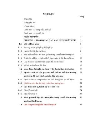 Luận án nghiên cứu phát triển thể thao trường học trong các trường đại học cao đẳng trên địa bàn tỉnh hải dương