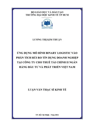 Luận văn thạc sĩ ứng dụng mô hình binary logistic vào phân tích rủi ro tín dụng doanh nghiệp tại công ty cho thuê tài chính ii ngân hàng đầu tư và phát triển việt nam
