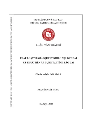 Luận văn thạc sĩ pháp luật về giải quyết khiếu nại đất đai và thực tiễn áp dụng tại tỉnh lào cai