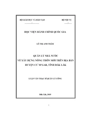 Luận văn thạc sĩ quản lý nhà nước về xây dựng nông thôn mới trên địa bàn huyện cư mgar tỉnh đắk lắk
