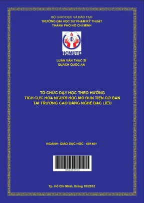 Luận văn thạc sĩ hcmute tổ chức dạy học theo hướng tích cực hoá người học mô đun tiện cơ bản tại trường cao đẳng nghề bạc liêu