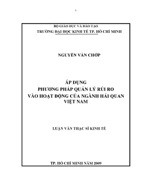 Luận văn thạc sĩ áp dụng phương pháp quản lý rủi ro vào hoạt động của ngành hải quan việt nam luận văn thạc sĩ