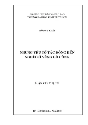 Luận văn thạc sĩ những yếu tố tác động đến nghèo ở vùng gò công