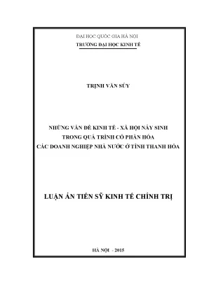 Luận án tiến sĩ những vấn đề kinh tế xã hội nảy sinh trong quá trình cổ phần hóa các doanh nghiệp nhà nước ở tỉnh thanh hóa