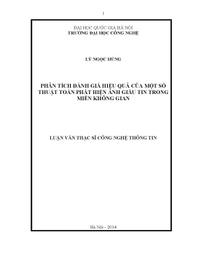 Luận văn thạc sĩ phân tích đánh giá hiệu quả của một số thuật toán phát hiện ảnh giấu tin trong miền không gian