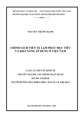 Luận án tiến sĩ chính sách tiền tệ lạm phát mục tiêu và khả năng áp dụng ở việt nam