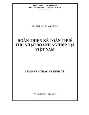 Luận văn thạc sĩ hoàn thiện kế toán thuế thu nhập doanh nghiệp tại việt nam luận văn thạc sĩ