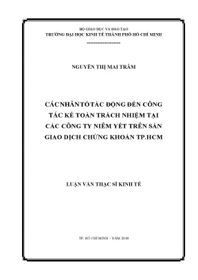 Luận văn thạc sĩ các nhân tố tác động đến công tác kế toán trách nhiệm tại các công ty niêm yết trên sàn giao dịch chứng khoán tp hcm