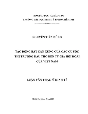 Luận văn thạc sĩ tác động bất cân xứng của các cú sốc thị trường dầu thô đến tỷ giá hối đoái của việt nam