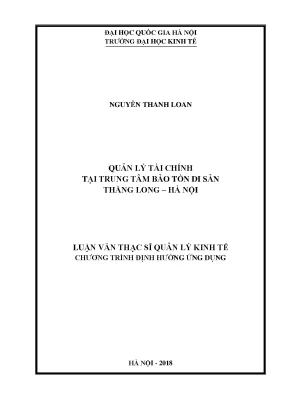 Luận văn thạc sĩ quản lý tài chính tại trung tâm bảo tồn di sản thăng long hà nội