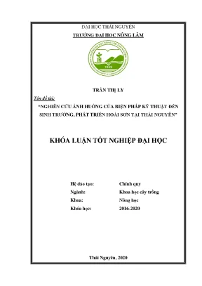 Luận văn tốt nghiệp nghiên cứu ảnh hưởng của biện pháp kỹ thật đến sinh trưởng phát triển hoài sơn tại thái nguyên