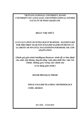 Luận văn thạc sĩ an evaluation of intelligent business elementary for the first year non english major students at academy of finance suggesions for book use and adaptation