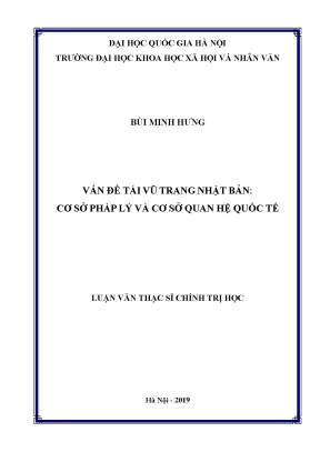 Luận văn thạc sĩ vấn đề tái vũ trang nhật bản cơ sở pháp lý và cơ sở quan hệ quốc tế