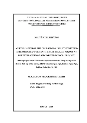 Luận văn thạc sĩ đánh giá giáo trình solutions upper intermediate dùng cho học sinh chuyên anh lớp 10 tại trường thpt chuyên