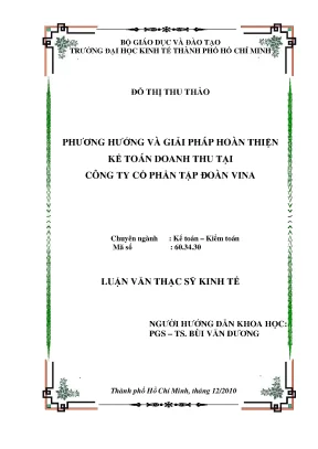 Luận văn thạc sĩ phương hướng và giải pháp hoàn thiện kế toán doanh thu tại công ty cổ phần tập đoàn vina luận văn thạc sĩ