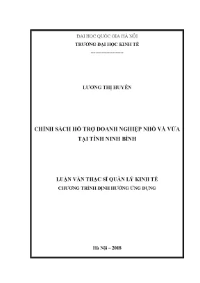Luận văn thạc sĩ chính sách hỗ trợ doanh nghiệp nhỏ và vừa tại tỉnh ninh bình