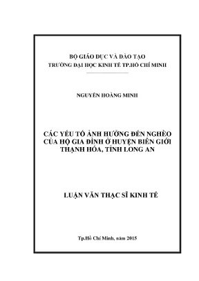 Luận văn thạc sĩ các yếu tố ảnh hưởng đến nghèo của hộ gia đình ở huyện biên giới thạnh hóa tỉnh long an