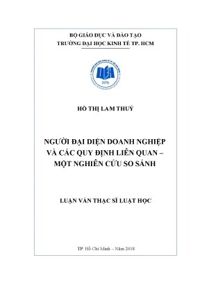 Luận văn thạc sĩ người đại diện doanh nghiệp và các quy định liên quan một nghiên cứu so sánh