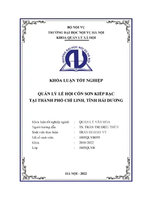 Luận văn tốt nghiệp quản lý lễ hội côn sơn kiếp bạc tại thành phố chí linh tỉnh hải dương