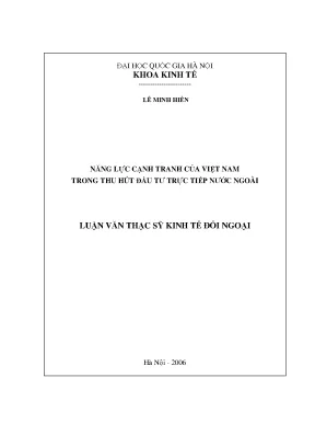 Luận văn thạc sĩ năng lực cạnh tranh của việt nam trong thu hút đầu tư trực tiếp nước ngoài