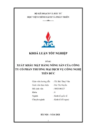 Luận văn tốt nghiệp xuất khẩu mặt hàng nông sản của công ty cổ phần thương mại dịch vụ công nghệ tiến đức