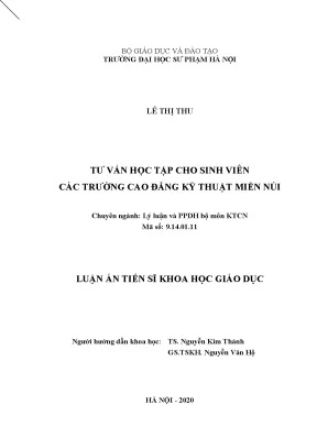 Luận án tiến sĩ tư vấn học tập cho sinh viên các trường cao đẳng kỹ thuật miền núi