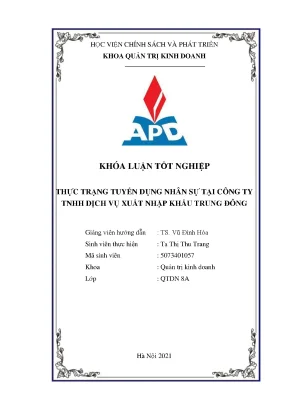 Luận văn tốt nghiệp thực trạng công tác tuyển dụng nhân sự tại công ty tnhh dịch vụ xnk trung đông