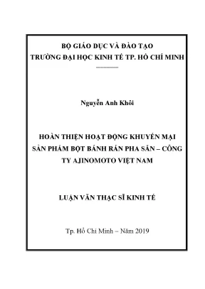 Luận văn thạc sĩ hoàn thiện hoạt động khuyến mại sản phẩm bột bánh rán pha sẵn công ty ajinomoto việt nam