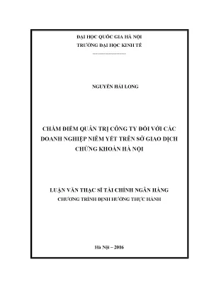 Luận văn thạc sĩ chấm điểm quản trị công ty đối với các doanh nghiệp niêm yết trên sở giao dịch chứng khoán hà nội