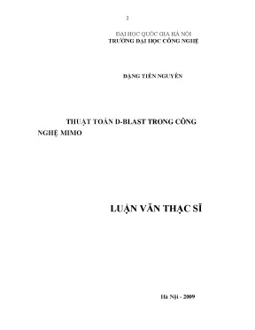 Luận văn thạc sĩ thuật toán d blast trong công nghệ mimo