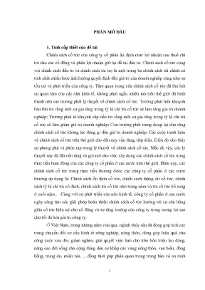 Luận án chính sách cổ tức của các doanh nghiệp thủy sản niêm yết trên thị trường chứng khoán việt nam