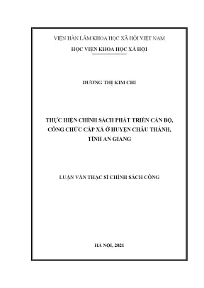 Luận văn thạc sĩ thực hiện chính sách phát triển cán bộ công chức cấp xã ở huyện châu thành tỉnh an giang