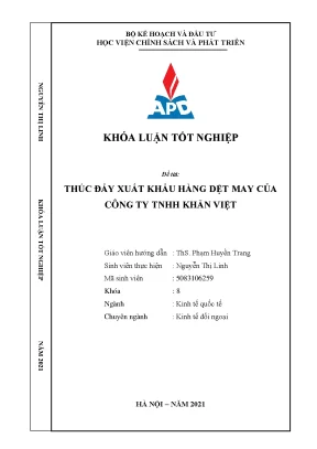 Luận văn tốt nghiệp thúc đẩy xuất khẩu hàng dệt may của công ty tnhh khăn việt