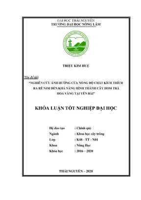 Luận văn tốt nghiệp nghiên cứu ảnh hưởng của nồng độ chất kích thích ra rễ n3m đến khả năng hình thành cây hom trà hoa vàng tại yên bái