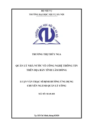Luận văn thạc sĩ quản lý nhà nước về công nghệ thông tin trên địa bàn tỉnh lâm đồng