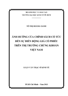 Luận văn thạc sĩ ảnh hưởng của chính sách cổ tức đến sự biến động giá cổ phiếu trên thị trường chứng khoán việt nam luận văn thạc sĩ