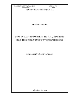 Luận án tiến sĩ quản lý các trường chính trị tỉnh thành phố trực thuộc trung ương ở việt nam hiện nay