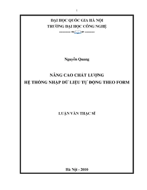 Luận văn thạc sĩ nâng cao chất lượng hệ thống nhập dữ liệu tự động theo form