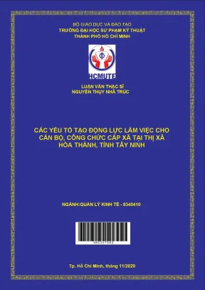 Luận văn thạc sĩ hcmute các yếu tố tạo động lực làm việc cho cán bộ công chức cấp xã tại thị xã hòa thành tỉnh tây ninh