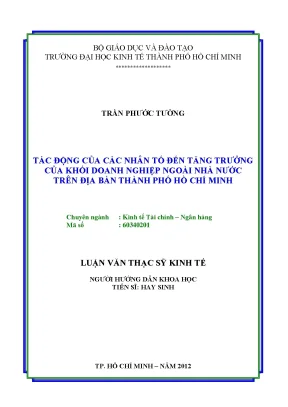 Luận văn thạc sĩ tác động của các nhân tố đến tăng trưởng của khối doanh nghiệp ngoài nhà nước trên địa bàn thành phố hồ chí minh luận văn thạc sĩ