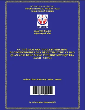 Luận văn thạc sĩ hcmute ức chế nấm mốc colletotrichum gloeosporioides gây bệnh thán thư và bảo quản xoài bằng màng tinh bột kết hợp trà xanh cuso4