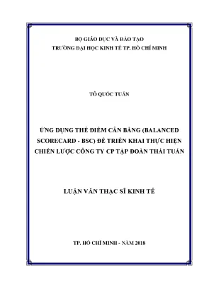 Luận văn thạc sĩ ứng dụng thẻ điểm cân bằng balanced scorecard để triển khai thực hiện chiến lược công ty cổ phần tập đoàn thái tuấn