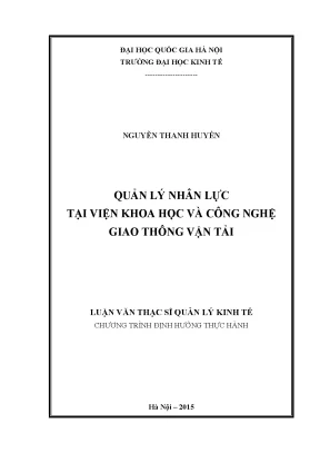 Luận văn thạc sĩ quản lý nhân lực tại viện khoa học và công nghệ giao thông vận tải