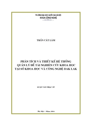 Luận văn thạc sĩ phân tích và thiết kế hệ thống quản lý đề tài nghiên cứu khoa học tại sở khoa học và công nghệ dak lak