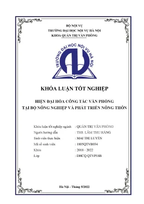 Luận văn tốt nghiệp hiện đại hóa công tác văn phòng tại bộ nông nghiệp và phát triển nông thôn