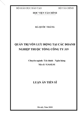 Luận án quản trị vốn lưu động tại các doanh nghiệp thuộc tổng công ty 319